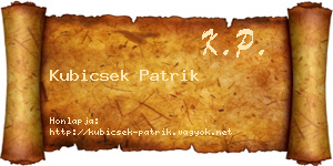 Kubicsek Patrik névjegykártya